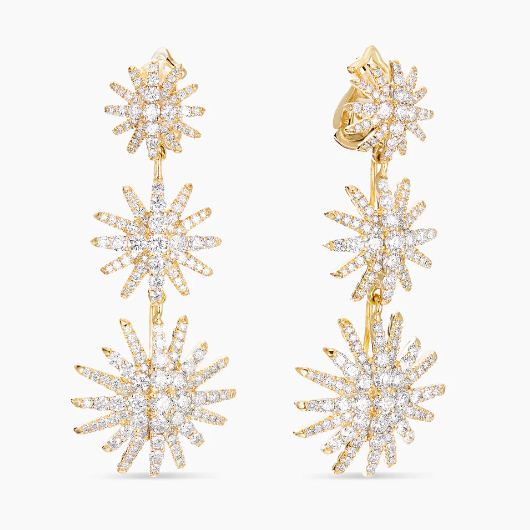 David Yurman Gold Sunflower Triple Earrings